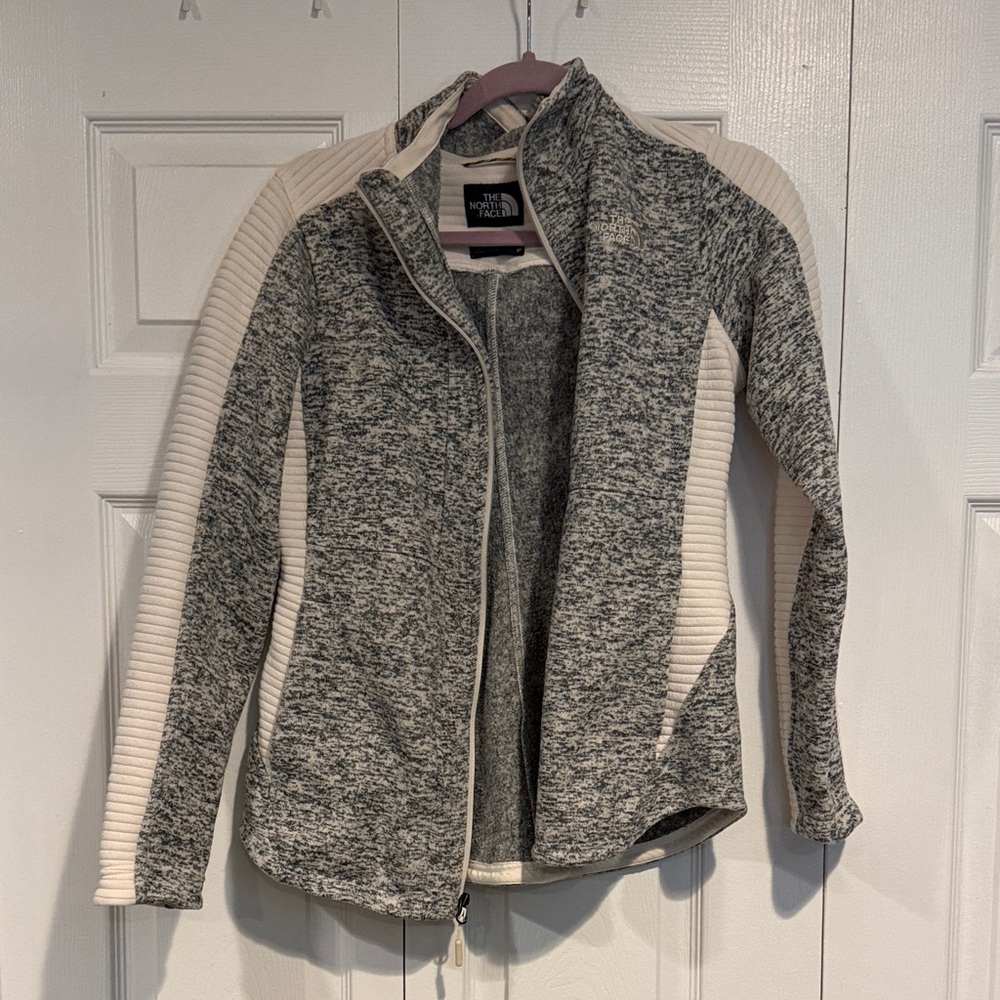 The North Face Grey and Cream Zip-Up Jacket